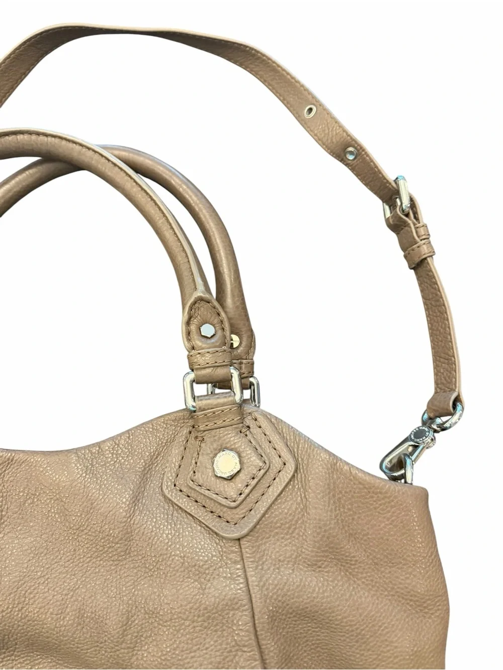 MARC By MARC JACOBS Taupe Classic Q Fran Leather Tote Shoulder Bag Hobo Preppy